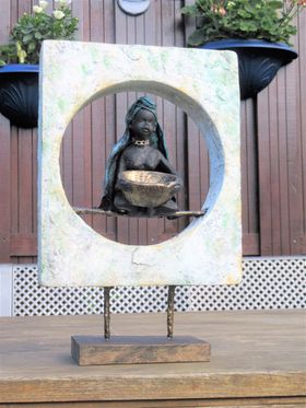 Stone-art ornament met Afrikaans beeldje, oktober 2016