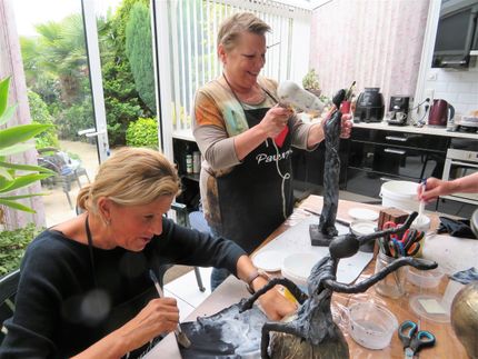 19 april, Gezellige workshop met Ineke , Maja en Conny.